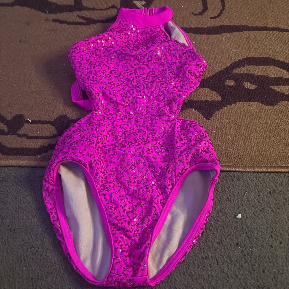 Sparkly Pink High-Neck Swimsuit